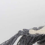 Gray Braided Stripe Macrame Fringe Lumbar Pillow - Homeroots - Flyclothing LLC