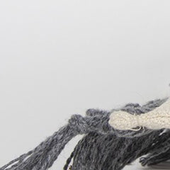 Gray Braided Stripe Macrame Fringe Lumbar Pillow - Homeroots