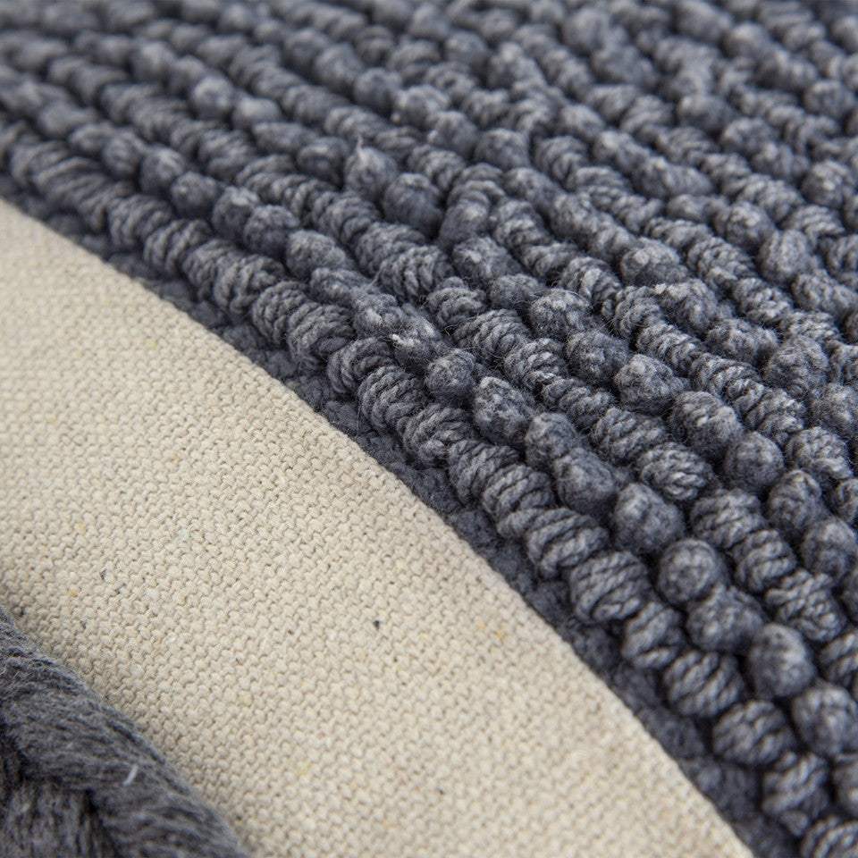 Gray Braided Stripe Macrame Fringe Lumbar Pillow - Homeroots - Flyclothing LLC