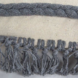 Gray Braided Stripe Macrame Fringe Lumbar Pillow - Homeroots - Flyclothing LLC
