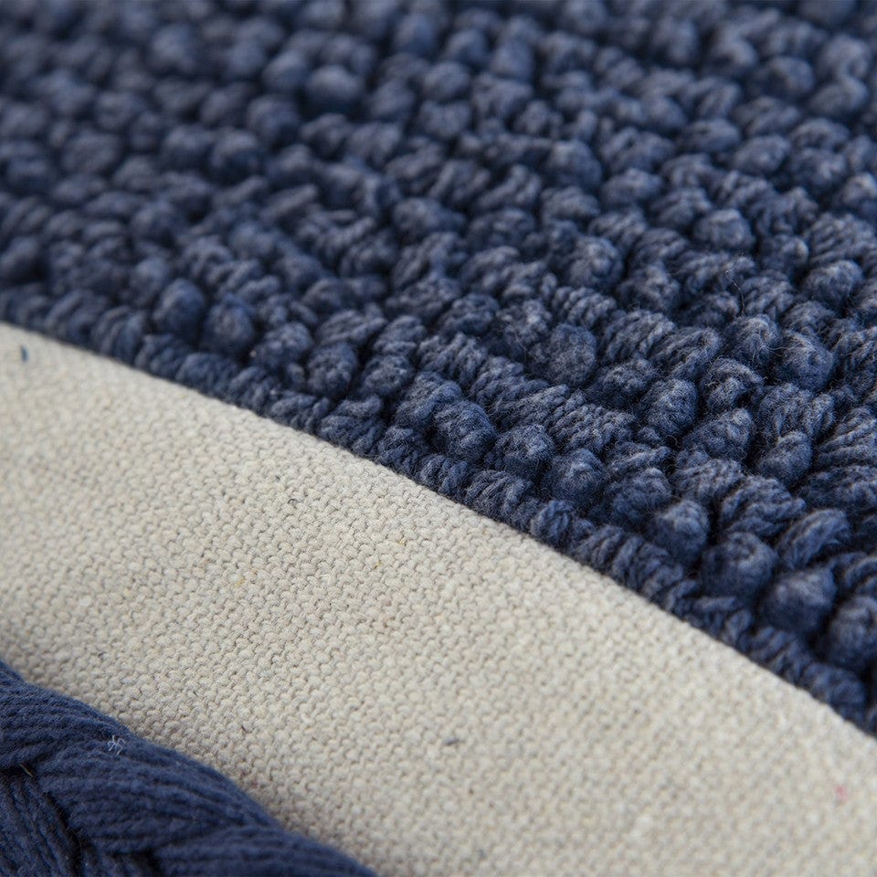 Blue Braided Stripe Macrame Fringe Lumbar Pillow - Homeroots