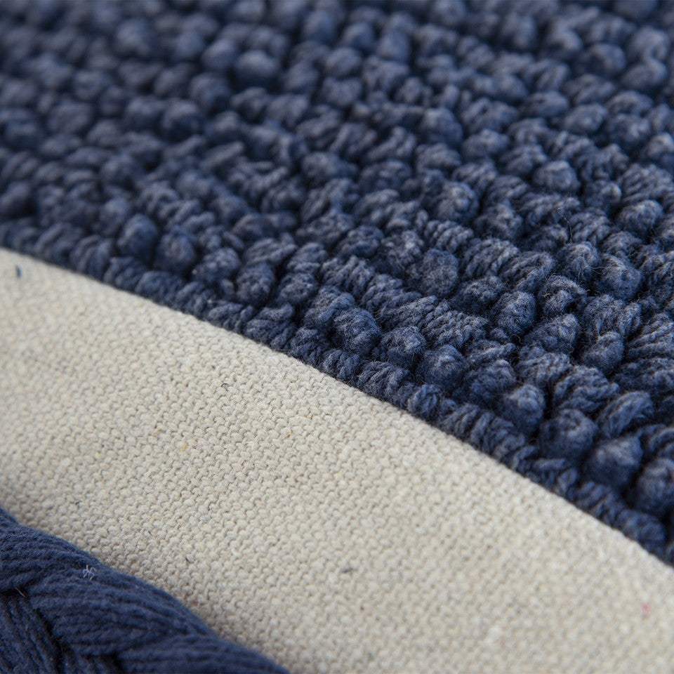 Blue Braided Stripe Macrame Fringe Lumbar Pillow - Homeroots - Flyclothing LLC