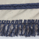Blue Braided Stripe Macrame Fringe Lumbar Pillow - Homeroots