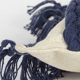 Blue Braided Stripe Macrame Fringe Lumbar Pillow - Homeroots - Flyclothing LLC