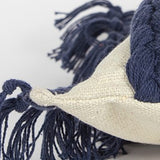Blue Braided Stripe Macrame Fringe Lumbar Pillow - Homeroots