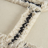 18" Cream and Black Textured Lattice Throw Pillow - Homeroots - Flyclothing LLC