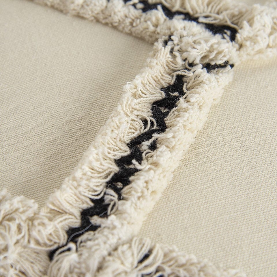 18" Cream and Black Textured Lattice Throw Pillow - Homeroots - Flyclothing LLC