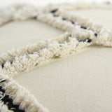 18" Cream and Black Textured Lattice Throw Pillow - Homeroots - Flyclothing LLC