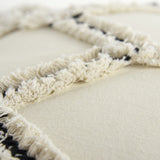 18" Cream and Black Textured Lattice Throw Pillow - Homeroots