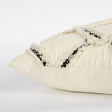 18" Cream and Black Textured Lattice Throw Pillow - Homeroots