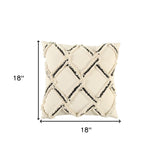 18" Cream and Black Textured Lattice Throw Pillow - Homeroots - Flyclothing LLC
