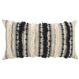 Beige Black Eyelash Fringe Textured Lumbar Pillow - Homeroots