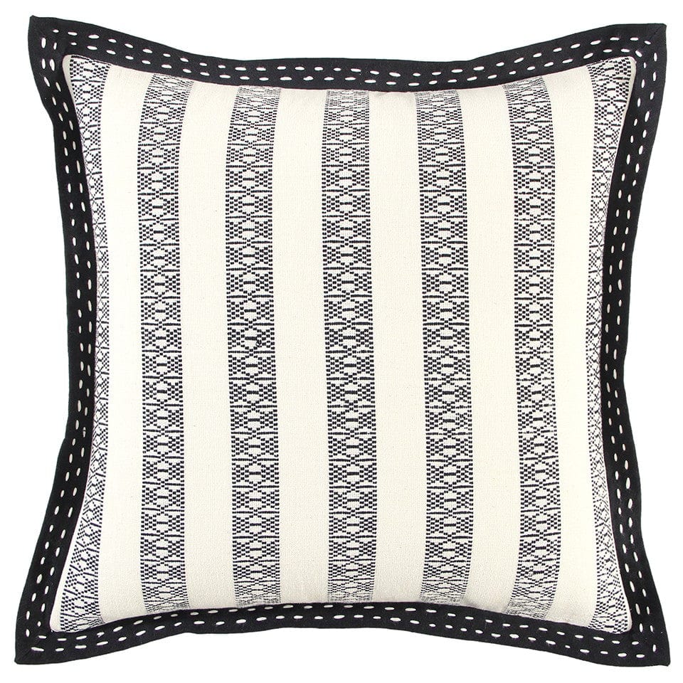Black Ivory Alternate Striped Throw Pillow - Homeroots