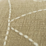 Khaki Cream Kantha Stitch Tasseled Throw Pillow - Homeroots - Flyclothing LLC