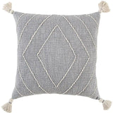 Gray White Diamond Kantha Stitched Throw Pillow - Homeroots