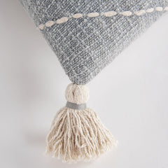Gray White Diamond Kantha Stitched Throw Pillow