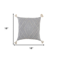 Gray White Diamond Kantha Stitched Throw Pillow - Homeroots