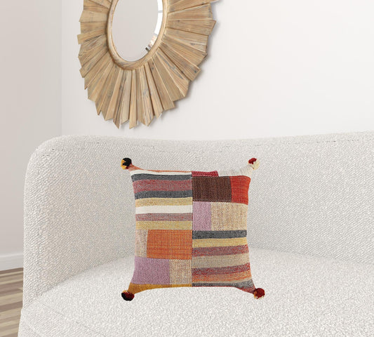 Orange Brown Accent Stitched Throw Pillow - Homeroots