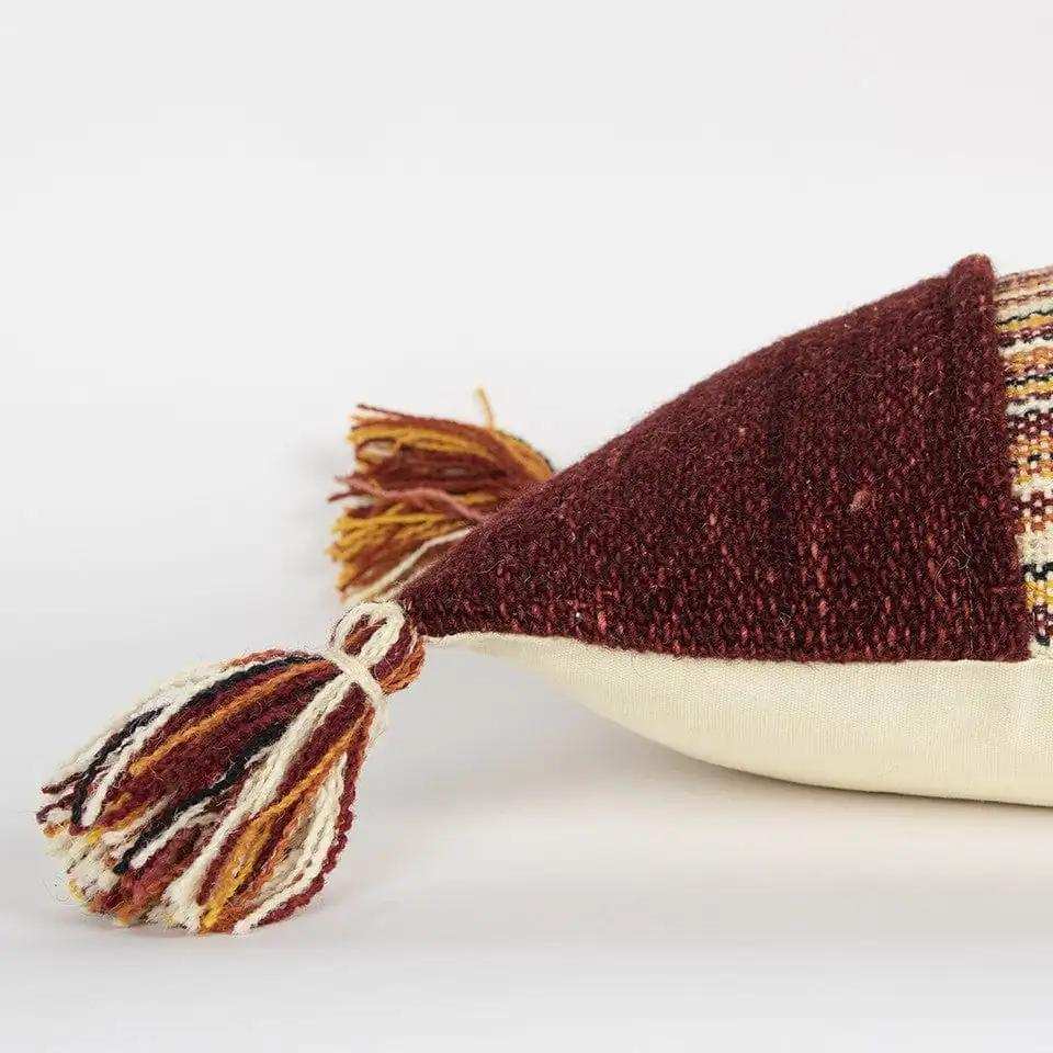 Brown Beige Color Blocked Lumbar Pillow - Homeroots - Flyclothing LLC