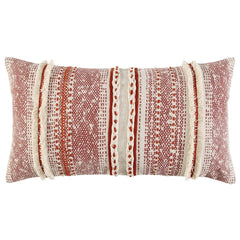 Brown Beige textural Bands Lumbar Pillow - Homeroots
