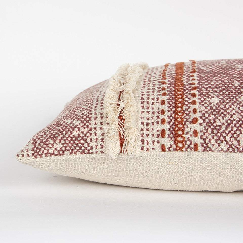 Brown Beige textural Bands Lumbar Pillow - Homeroots - Flyclothing LLC