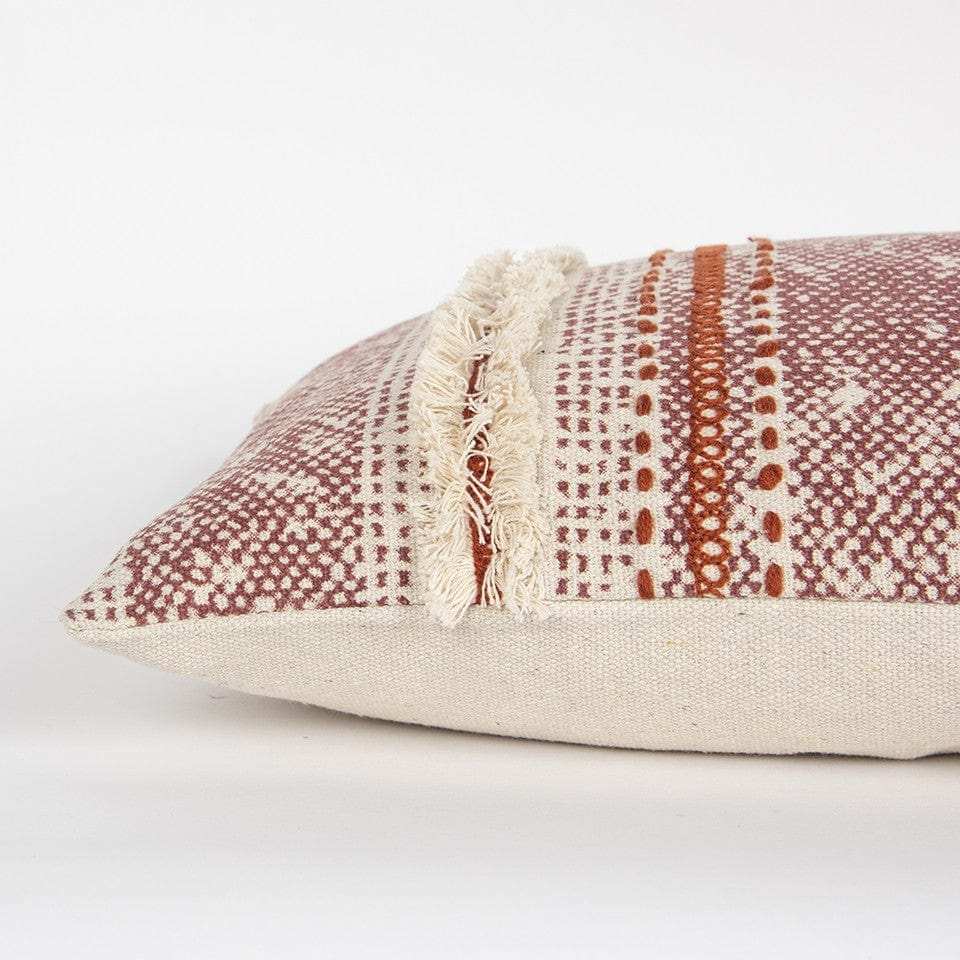 Brown Beige textural Bands Lumbar Pillow - Homeroots - Flyclothing LLC