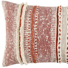 Brown Beige textural Bands Lumbar Pillow