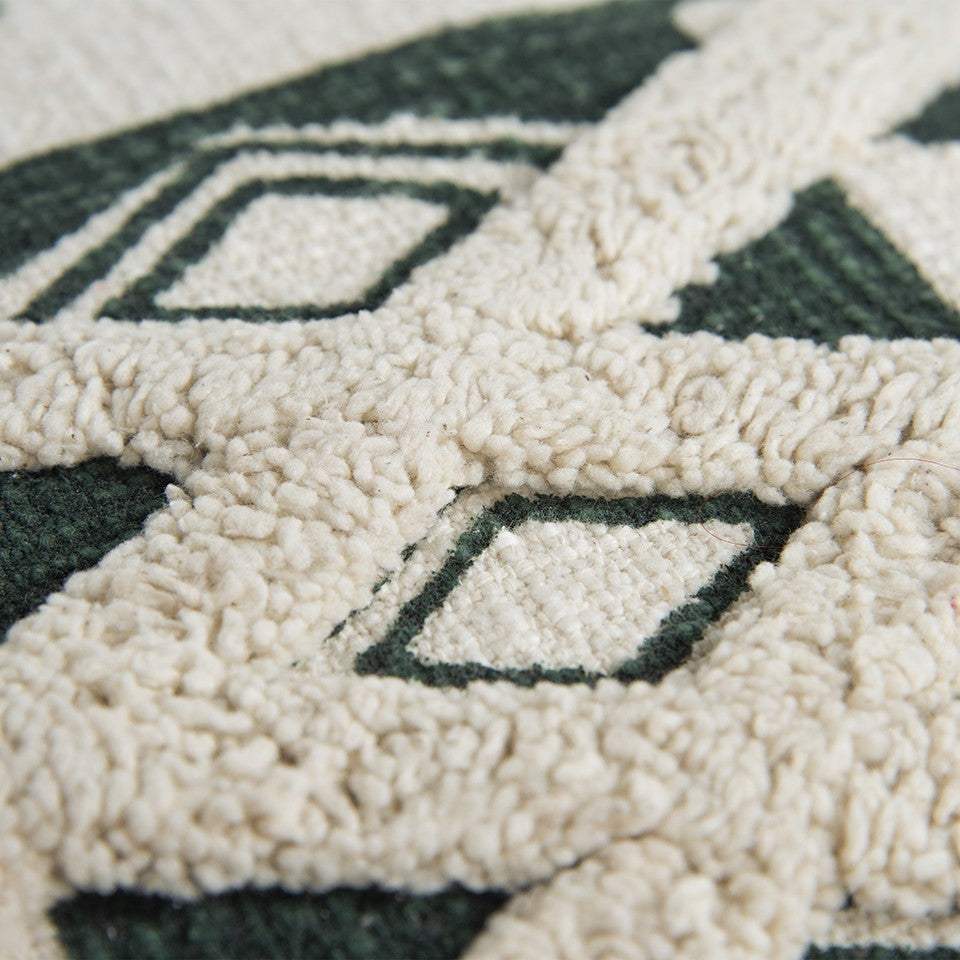 Ivory Green Geometric Boho Chic Lumbar Pillow - Homeroots - Flyclothing LLC