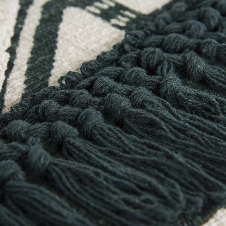 Ivory Green Geometric Boho Chic Lumbar Pillow - Homeroots - Flyclothing LLC