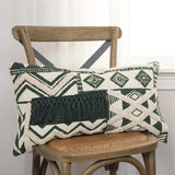 Ivory Green Geometric Boho Chic Lumbar Pillow - Homeroots - Flyclothing LLC
