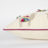Ivory Fiesta Fun Embroidered Llamas Throw Pillow - Homeroots