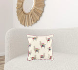 Ivory Fiesta Fun Embroidered Llamas Throw Pillow - Homeroots