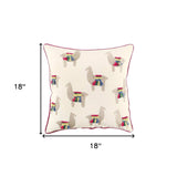 Ivory Fiesta Fun Embroidered Llamas Throw Pillow - Homeroots - Flyclothing LLC