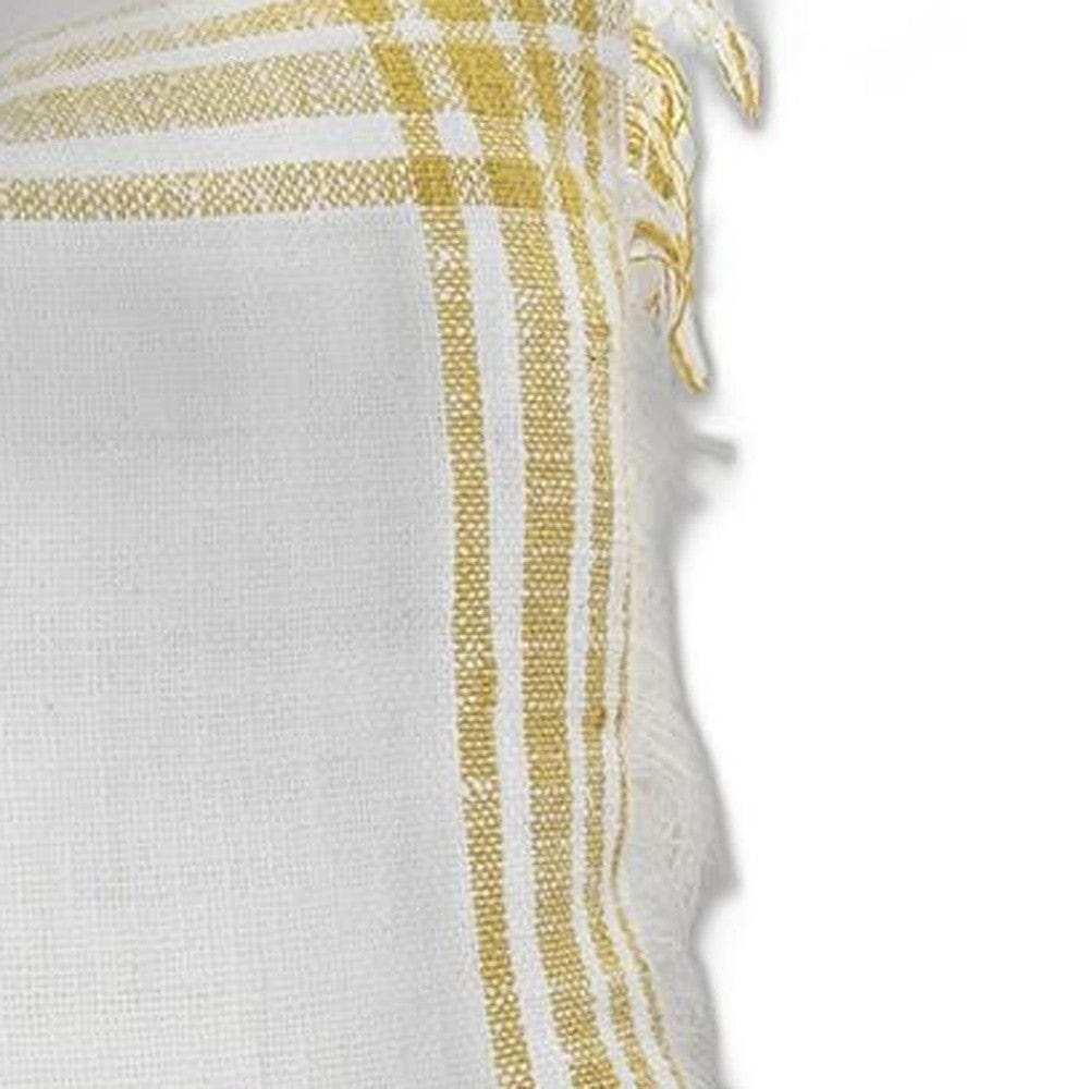 White Gold Open Plaid Textured Throw Pillow - Homeroots - Flyclothing LLC