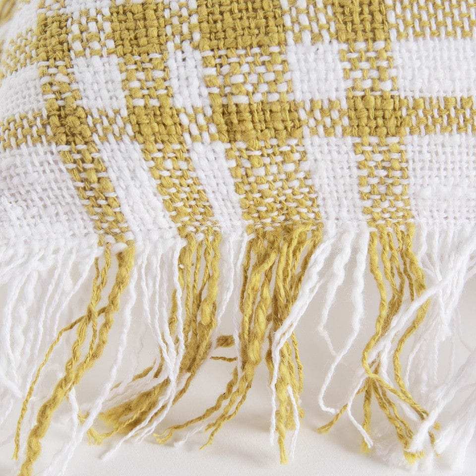 White Gold Open Plaid Textured Throw Pillow - Homeroots - Flyclothing LLC