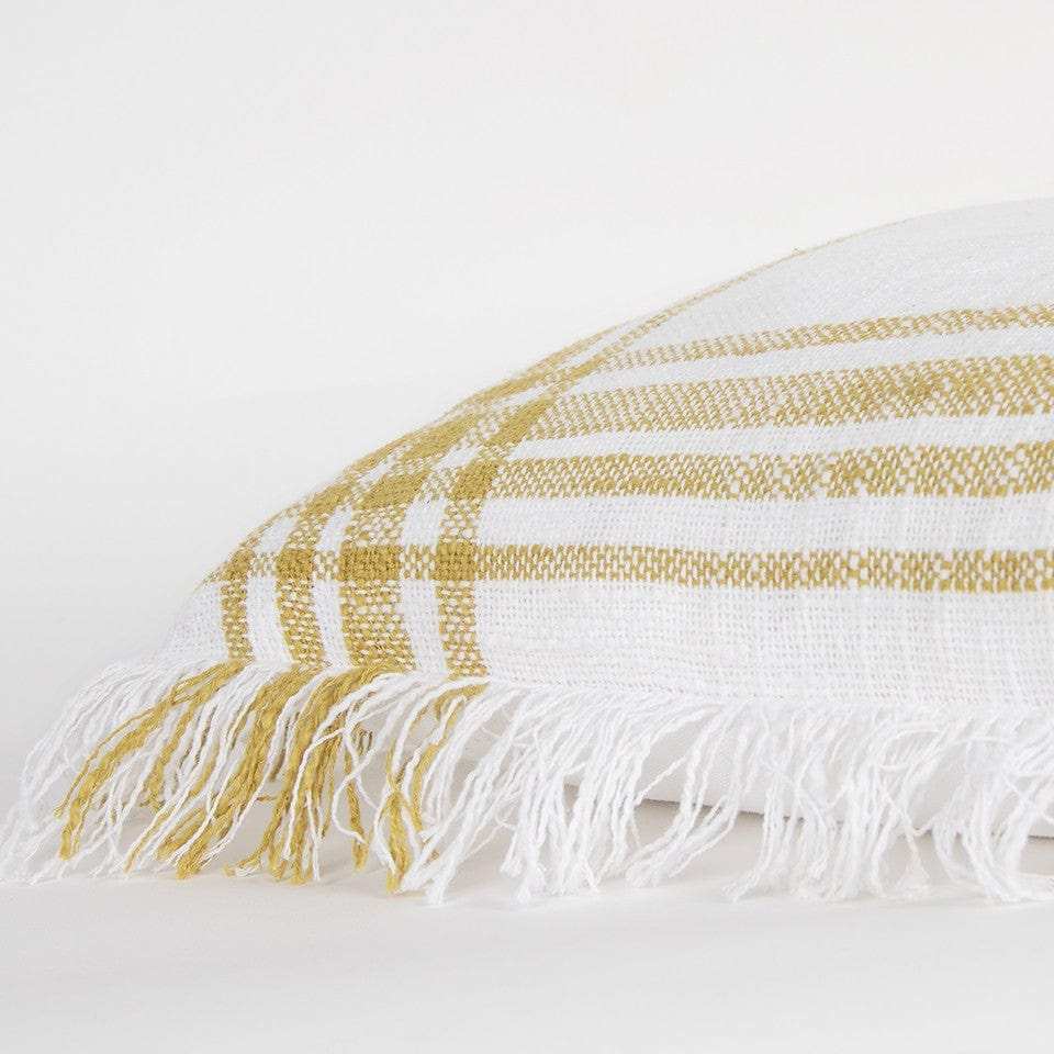 White Gold Open Plaid Textured Throw Pillow - Homeroots - Flyclothing LLC