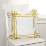 White Gold Open Plaid Textured Throw Pillow - Homeroots