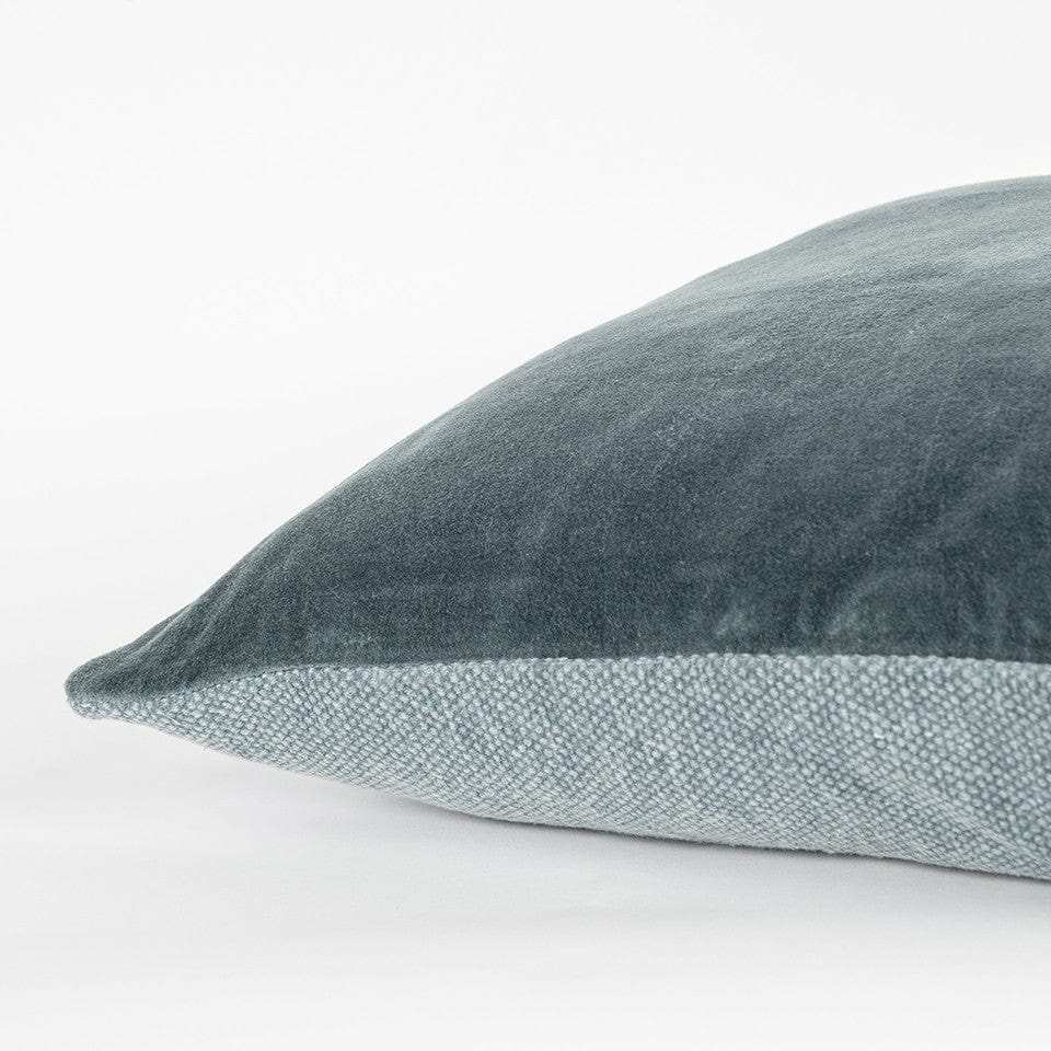 Teal Solid Reversible Cotton Velvet Throw Pillow - Homeroots - Flyclothing LLC