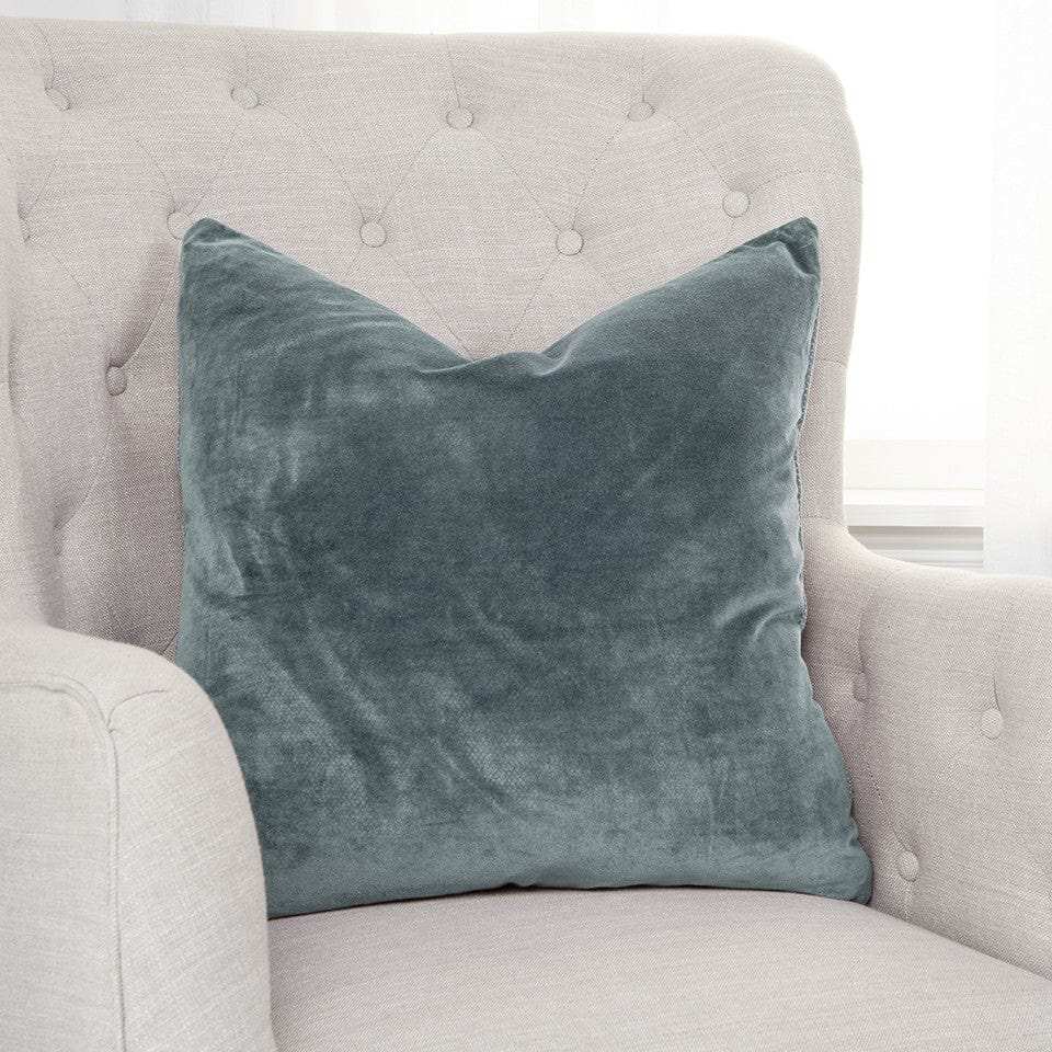 Teal Solid Reversible Cotton Velvet Throw Pillow - Homeroots - Flyclothing LLC