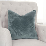 Teal Solid Reversible Cotton Velvet Throw Pillow - Homeroots