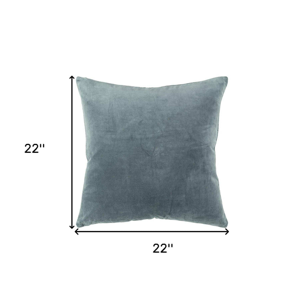 Teal Solid Reversible Cotton Velvet Throw Pillow - Homeroots - Flyclothing LLC