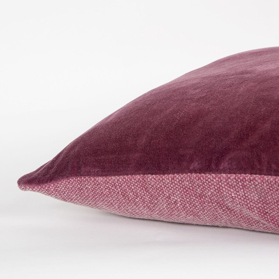 Berry Solid Reversible Cotton Velvet Throw Pillow - Homeroots