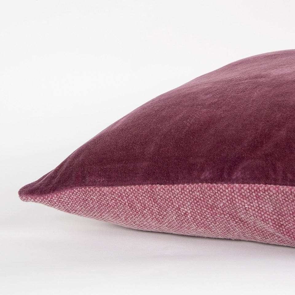 Berry Solid Reversible Cotton Velvet Throw Pillow - Homeroots - Flyclothing LLC