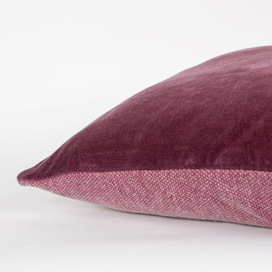 Berry Solid Reversible Cotton Velvet Throw Pillow - Homeroots