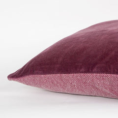 Berry Solid Reversible Cotton Velvet Throw Pillow - Homeroots