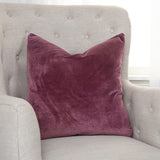 Berry Solid Reversible Cotton Velvet Throw Pillow - Homeroots