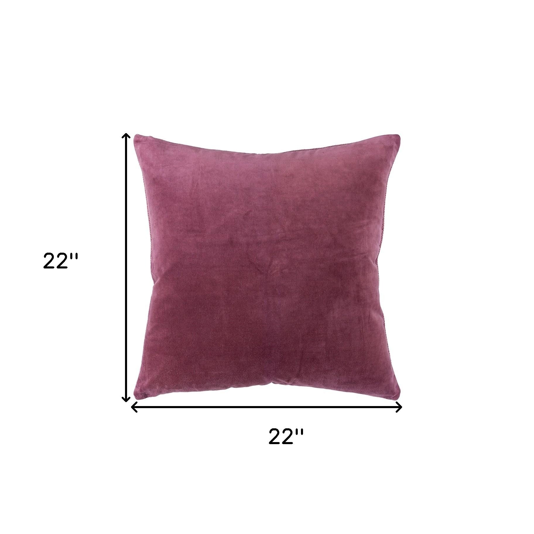 Berry Solid Reversible Cotton Velvet Throw Pillow
