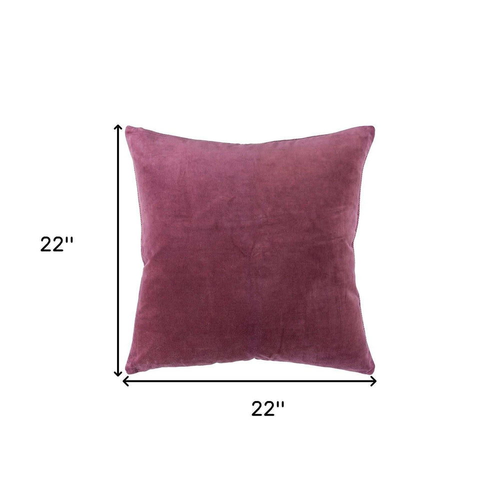 Berry Solid Reversible Cotton Velvet Throw Pillow - Homeroots - Flyclothing LLC