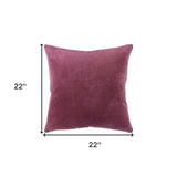Berry Solid Reversible Cotton Velvet Throw Pillow - Homeroots