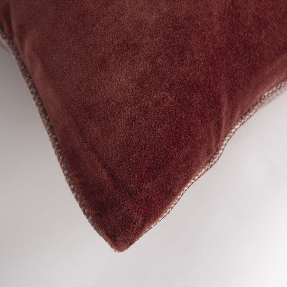 22" Rust Cotton Velvet Throw Pillow